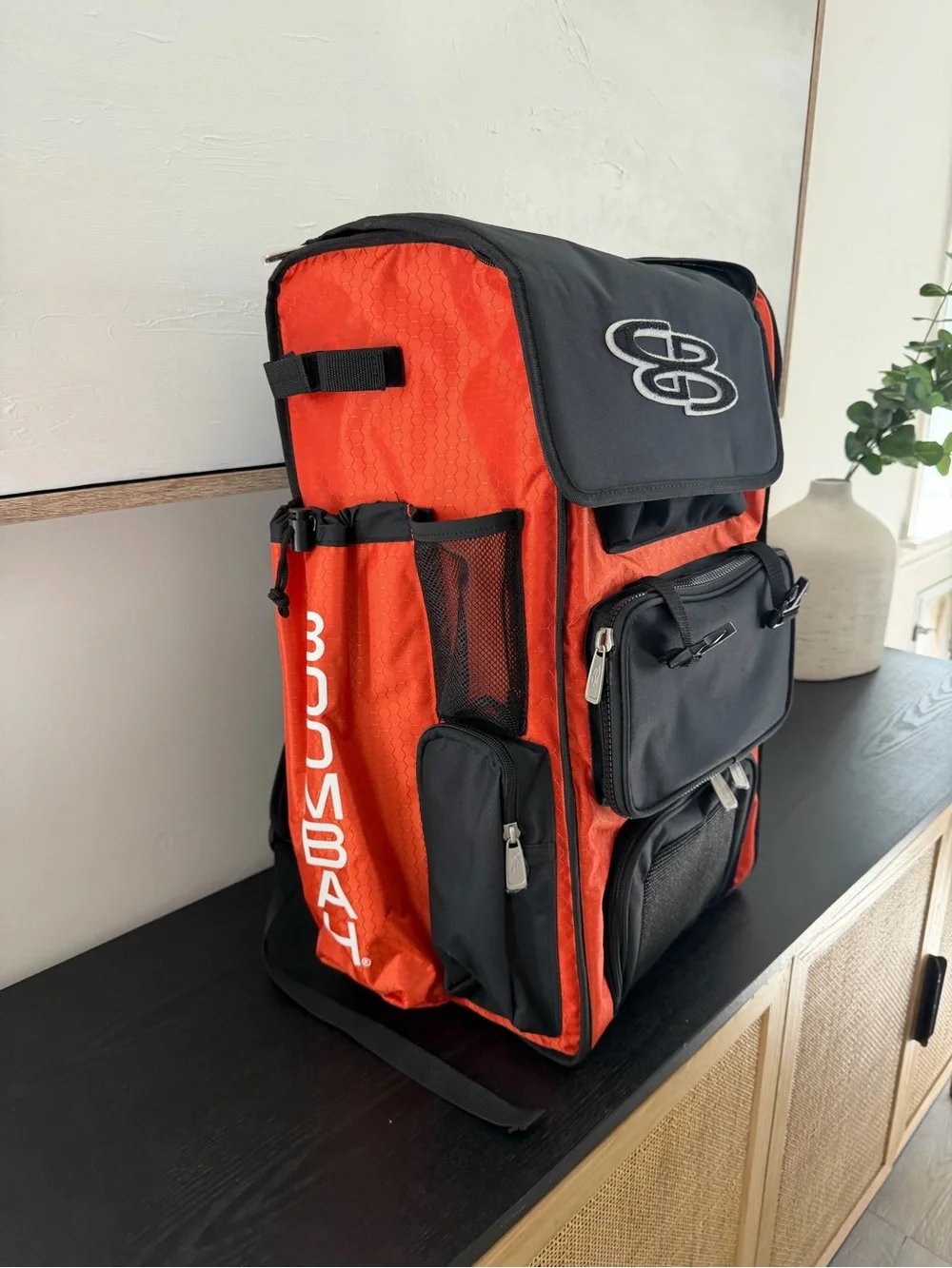 Boombah baseball Backpack orange and black